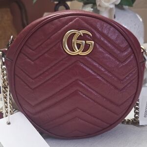 Gucci Red Round Leather Crossbody Bag